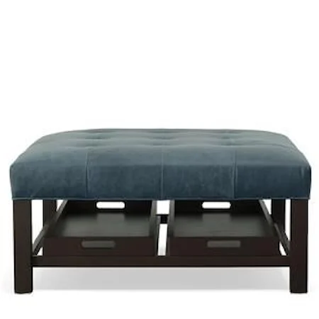 Leather Ottoman with Trays